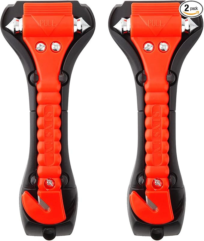 SINSEN Car Safety Hammer Set of 2 Emergency Escape Tool Auto Car Window Glass Hammer Breaker and ... | Amazon (US)