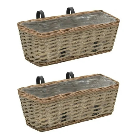 Balcony Planter 2 pcs Wicker with PE Lining 15.7 | Walmart (US)