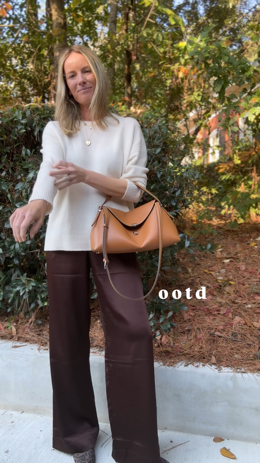 Ootd // target pants size M. Sweater is almost sold out but linking an identical 40% off gap one. Necklace is under $50 and the cutest! 

#LTKVideo #LTKSaleAlert #LTKFindsUnder100