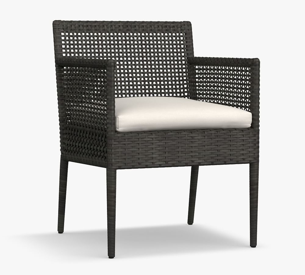 Cammeray All-Weather Wicker Dining Armchair with Cushion, Black | Pottery Barn (US)