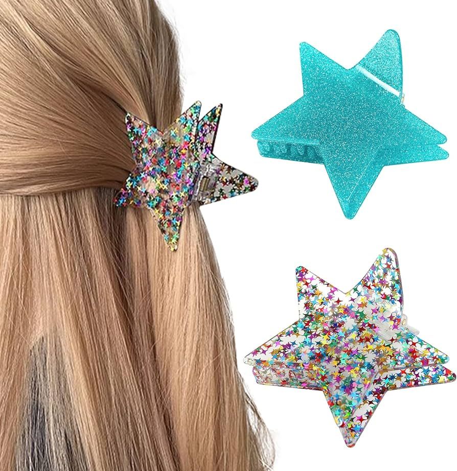Lorenleya Hair Claws Clips for Women - Sparkling Cute Star Hair Accessories in 2 Colors Fashionab... | Amazon (US)