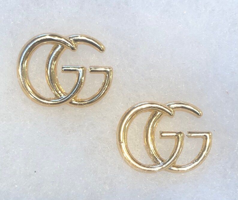 Medium Initial GG Gold Plate & Sterling Silver Stud Earrings | Etsy (US)