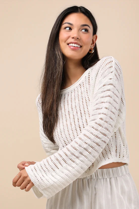 Minna Ivory Open Knit Dolman Sleeve Sweater | Lulus