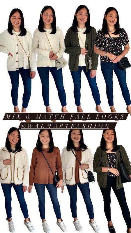 #Ad I'm excited to share some affordable mix and match fall looks from @WalmartFashion. Everything is $32 and under @walmart! #liketk.it #WalmartFashion #walmartfinds #affordablefashion #fallfashion

Sizes I'm wearing are as follows (I'm 5' 2.5" and currently 112 pounds):

Time and Tru Cardigan, Size S

Celebrity Pink dark floral puff sleeve top, size M (I sized up for length and since the brand is Junior sizing)

Free Assembly Sherpa Jacket, Size S because XS was too short

Free Assembly Sweater, size S (sleeves run longer)

Time and Tru sweater, size XS

Sofia Ankle mid-rise skinny jeans, size 0 short

Free Assembly pullover, size XS is a relaxed boxy fit (I also own it in ivory/cream from last year)

Free Assembly black high-rise skinny jeans, size 0 short - was $25 now $9.51

Free Assembly 7/8 leggings, size XS -was $18 now $12.60

#LTKstyletip #LTKunder50 #LTKSeasonal