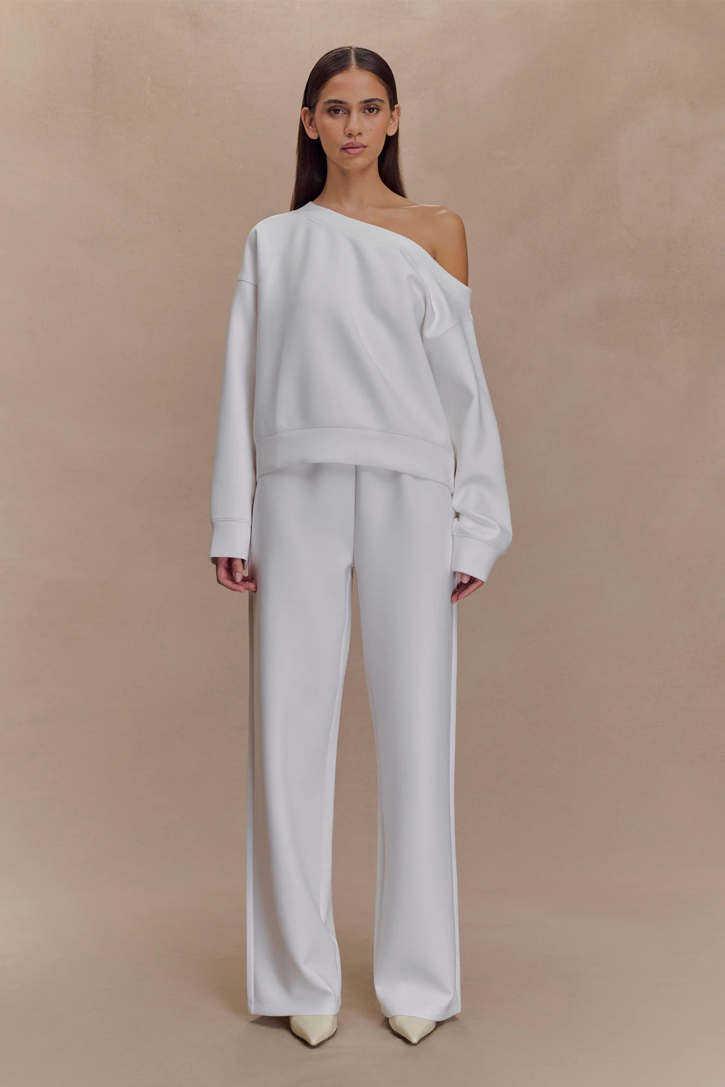 Aiden Slouchy Crew Jumper - Ivory | MESHKI US