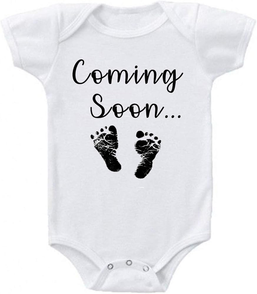 Coming Soon... Baby Feet Announcement Surprise Pregnancy Announcement Baby Bodysuit One-piece Rom... | Amazon (US)