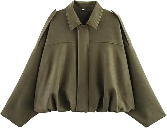Women's Faux Suede Bomber Jacket Oversized Pilot Coats Fall Lapel Zip Up Motorcycle Streetwear Ou... | Amazon (US)
