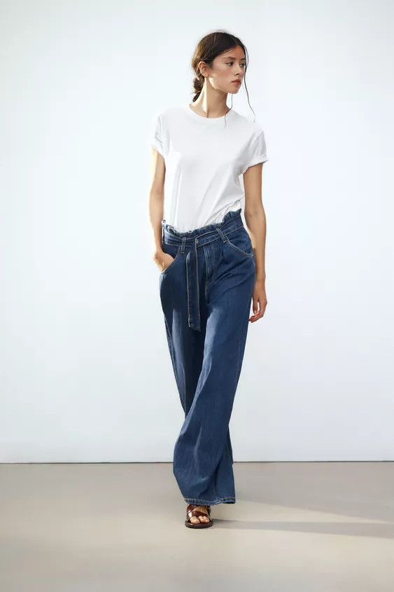 HIGH WAIST - PAPERBAGHigh-waisted jeans with belt loops. Side pockets and back patch pockets. Sel... | Zara US