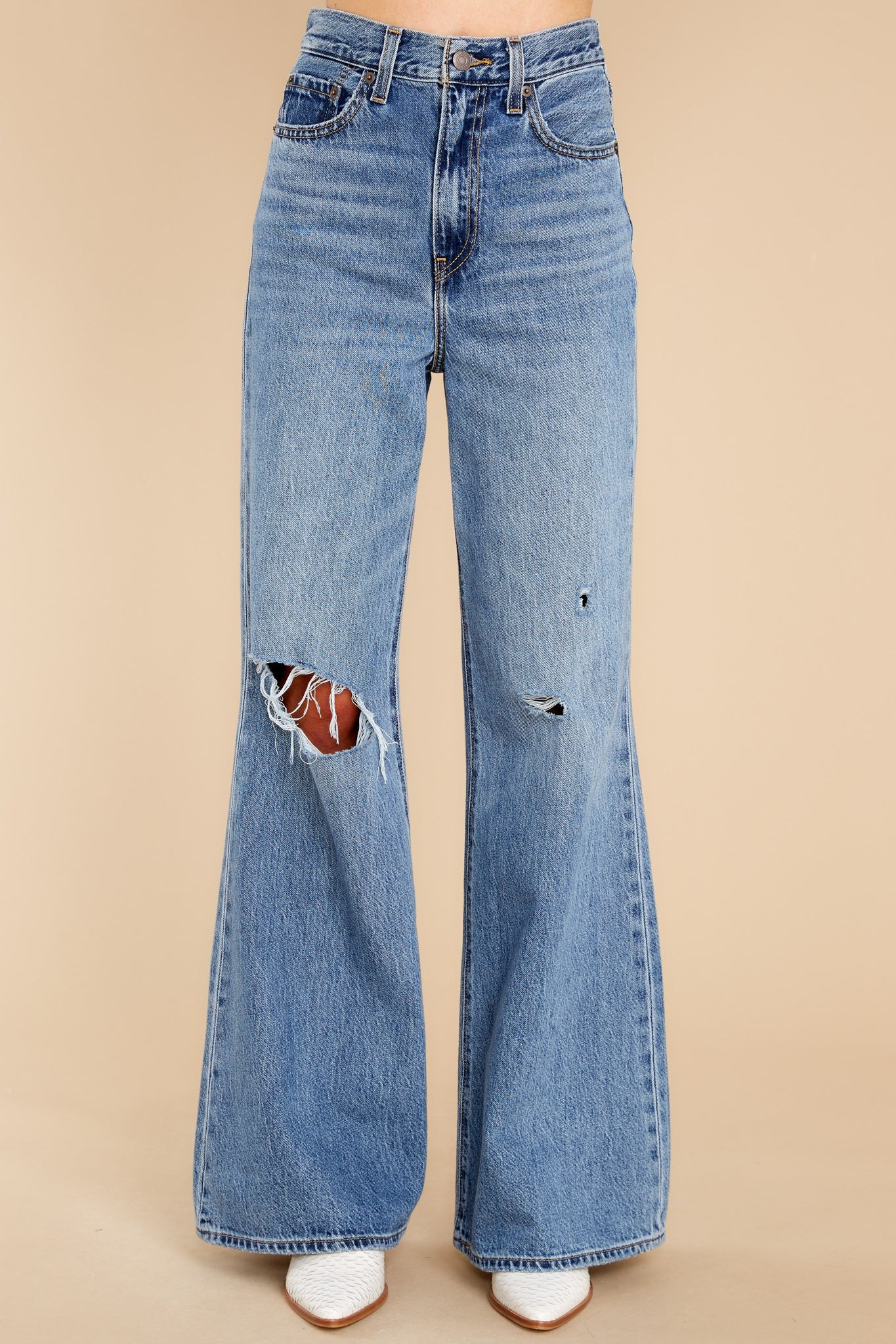 High Loose Flare Jeans In Take Notes | Red Dress 