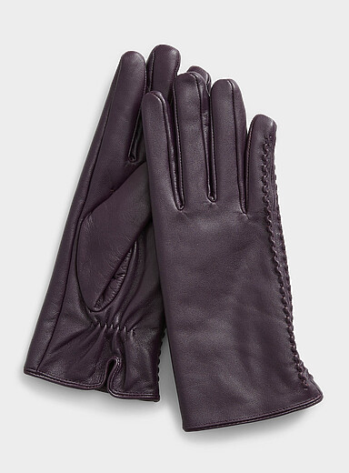 Side braid leather gloves | Simons