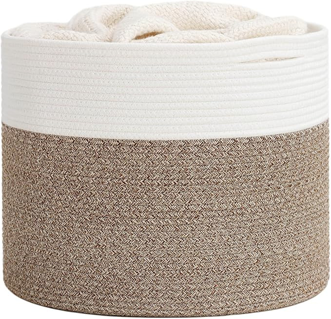 Goodpick Large Cotton Rope Basket 15.8"x15.8"x13.8"-Baby Laundry Basket Woven Blanket Basket Nurs... | Amazon (US)