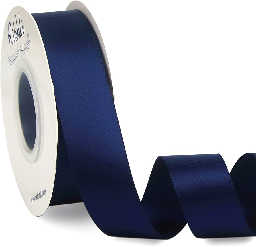 Ribbli Navy Double Faced Satin Ribbon,1” x Continuous 25 Yards,Use for Bows Bouquet,Gift Wrappi... | Amazon (US)