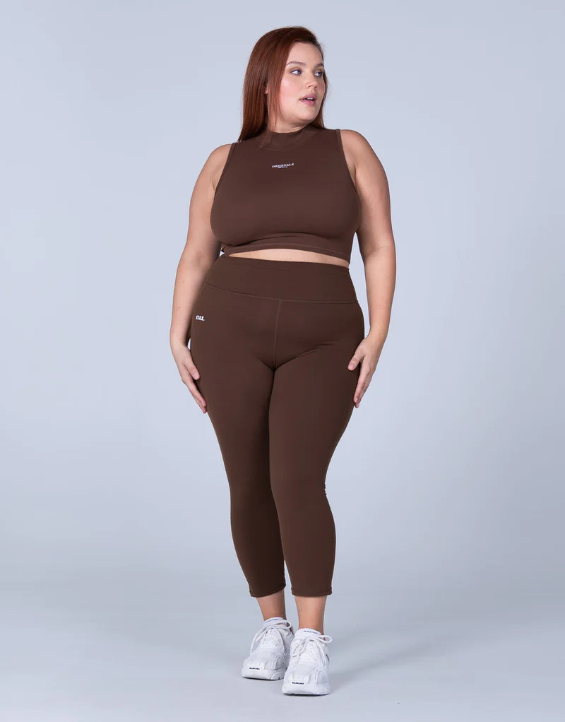 STAX. BB High Neck Cropped Tank - Raw Umber (Brown) | STAX.