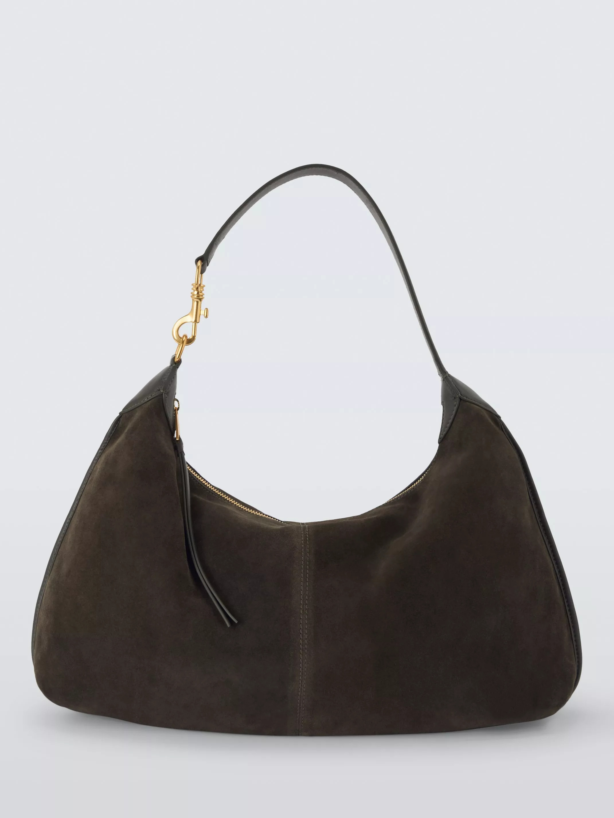 John Lewis Suede Hobo Shoulder Bag, Dark Green | John Lewis (UK)
