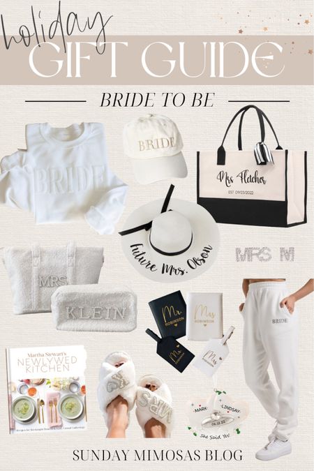 Bride to be gifts!! Here are a few gift ideas for brides! Bridal shower gifts, Christmas gifts for brides, bride gifts, bridal gift, bride sweatshirt, bride crewneck, bride joggers, bride baseball hat, newlywed cookbook, bride slippers, Mrs. earrings, engagement gifts, bride beach tote, bride tote bag #giftsforbrides #bridalgifts #bridegifts #bridejoggers #bridehat #bachelorettegifts #bacheloretteparty

#LTKunder50 #LTKFind #LTKwedding