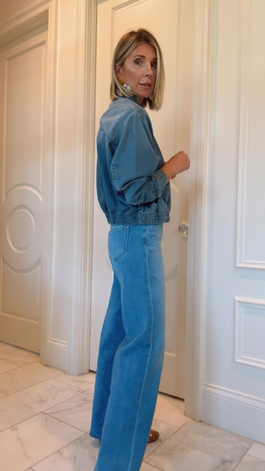 Love this denim bomber jacket from Zara. I'm wearing size small fits tts 

#LTKFindsUnder100