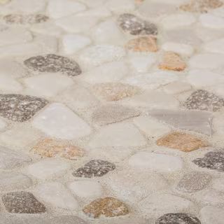 Jeffrey Court Creama River Rock 11.25 in. x 11.25 in. Honed Marble/ Limestone Floor and Wall Mosa... | The Home Depot