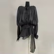 VGH 여성용 루즈 솔리드 블라우스, 리본 드레스 포함, V넥 긴팔, 스플라이... | AliExpress (알리익스프레스)