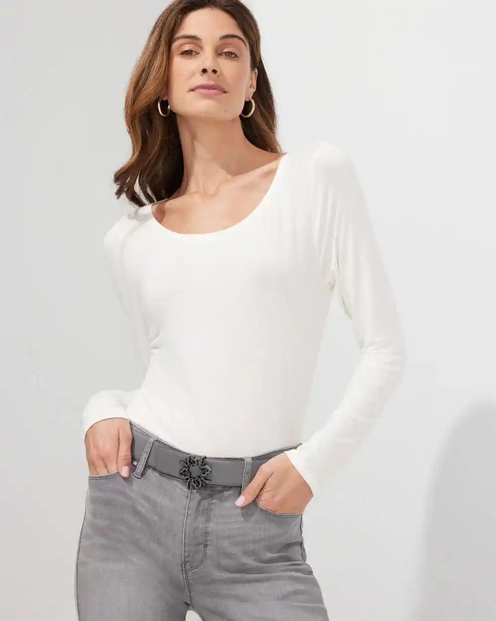 Outlet WHBM Long-Sleeve Scoop-Neck Tee | White House Black Market