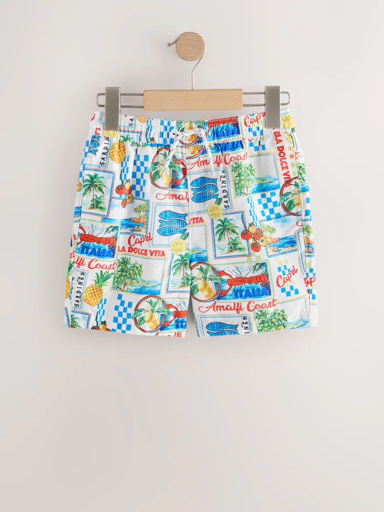White Postcard Printed Swim Shorts (3-16yrs) | Next US