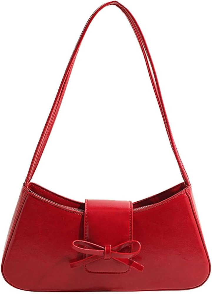 Trendy Red Shoulder Bag for Women Patent Leather Hobo Handbags Y2K Purses Clutch Bag Cute Bow Pur... | Amazon (US)