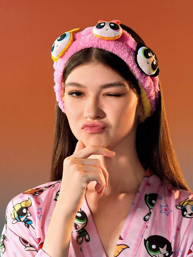 THE POWERPUFF GIRLS X SHEIN 1pc Color-Blocking Cute Cartoon Figure Appliques Elastic Hair Tie Ban... | SHEIN