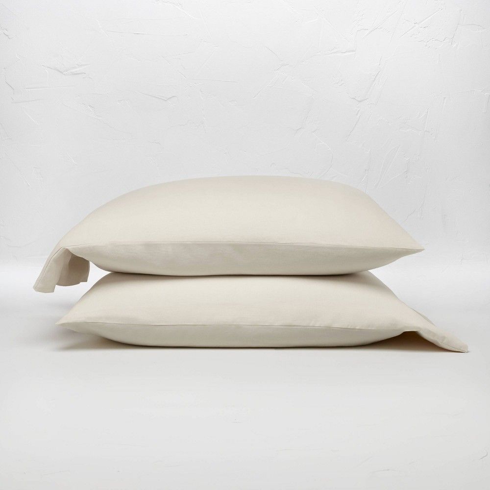 King 100% Washed Linen Solid Pillowcase Set Natural - Casaluna | Target