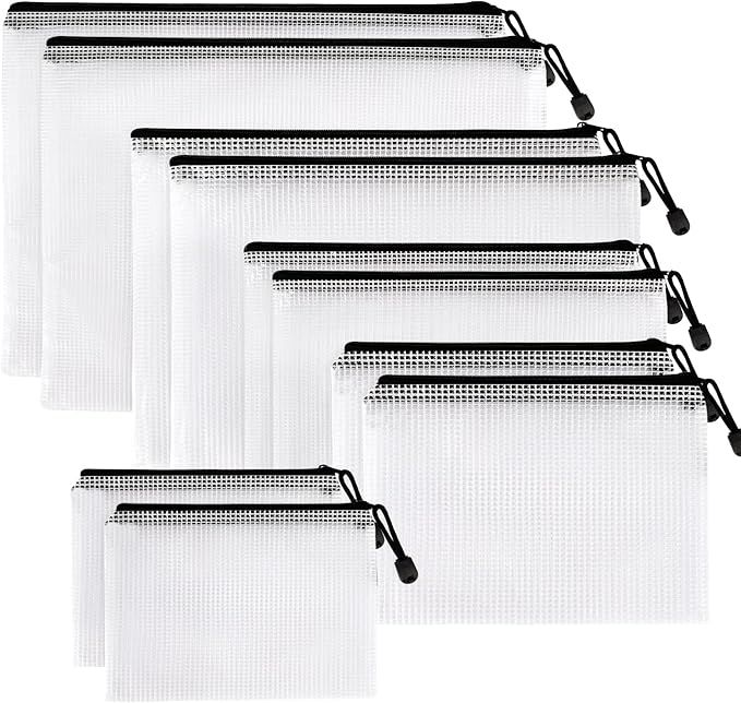 YGEOMER 10 Pack Mesh Zipper Pouch, Waterproof Document Pouch, Multipurpose for Office Supplies, C... | Amazon (US)