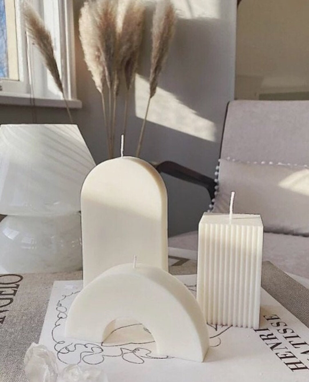 No Color / Part2 Abstract Shaped Soy Wax Candles Pillar - Etsy | Etsy (US)