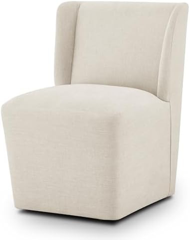 Upholstered Dining Chairs Set of 1 with Casters, Wingback Modern Side Armless Deskchair with Roll... | Amazon (US)