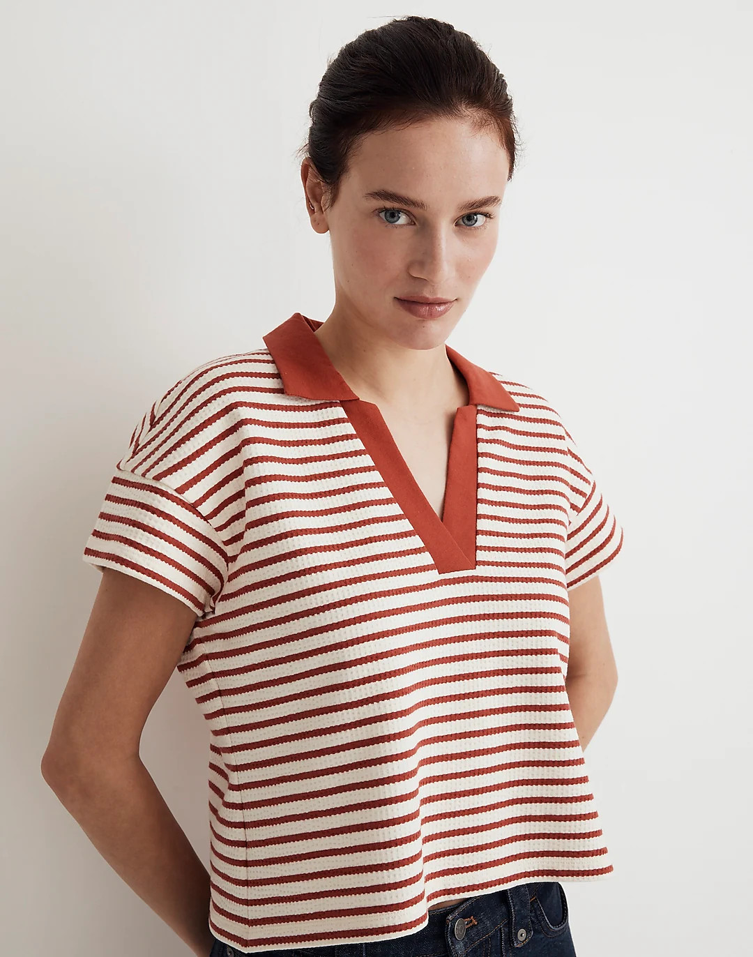 Texture-Rib Polo Tee | Madewell