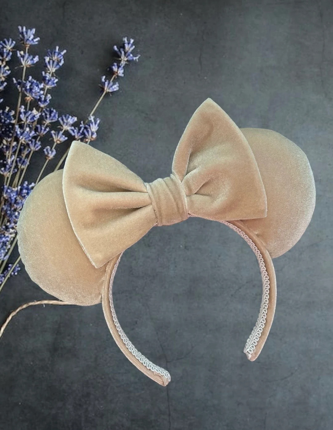 Champagne Velvet Mickey Ears, Neutral Ears, Beige Ears, Women’s Mickey ears, Brown Disney Ears,... | Etsy (US)