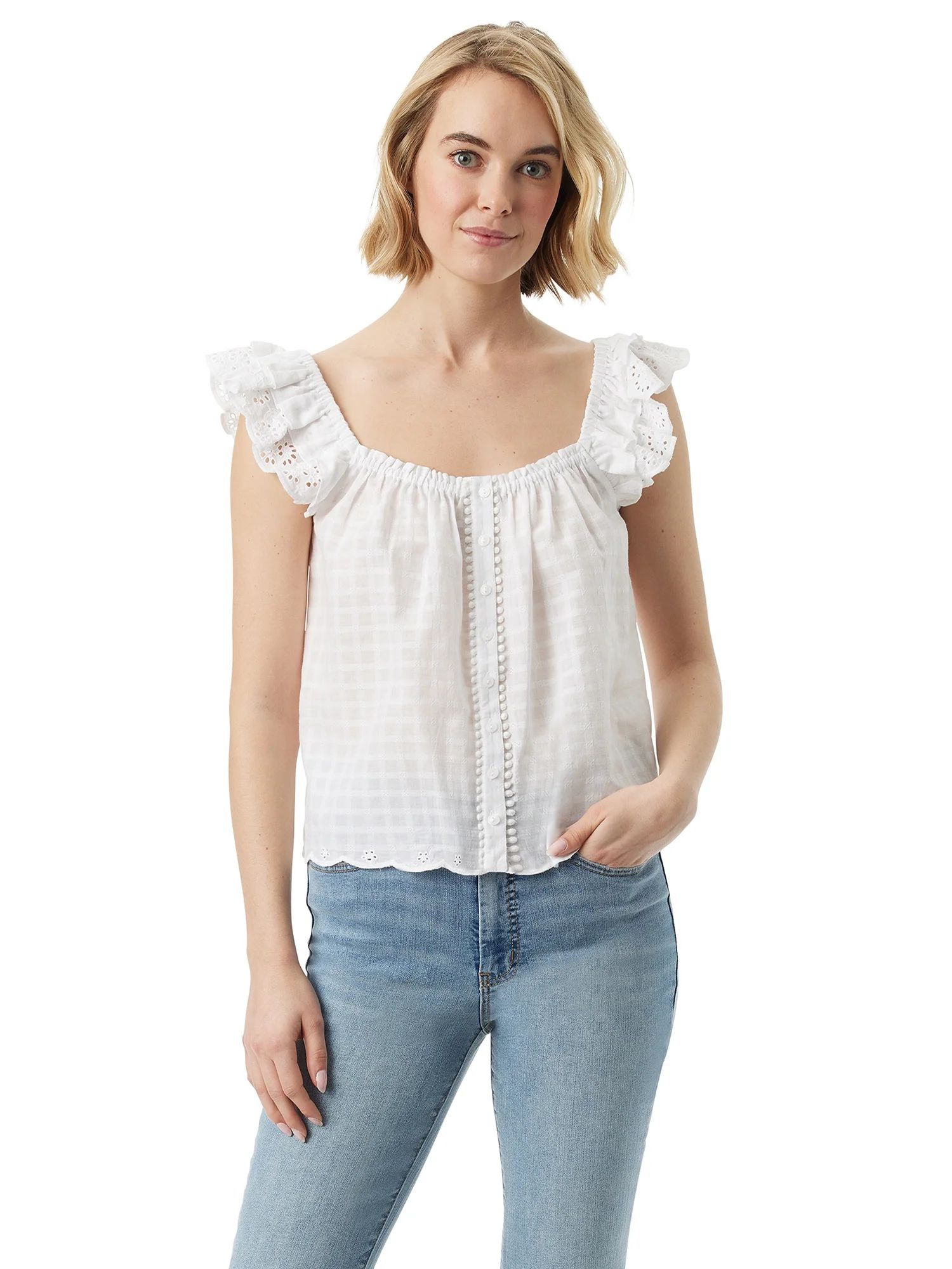 Jessica Simpson Women's and Women's Plus Flutter Sleeve Top | Walmart (US)