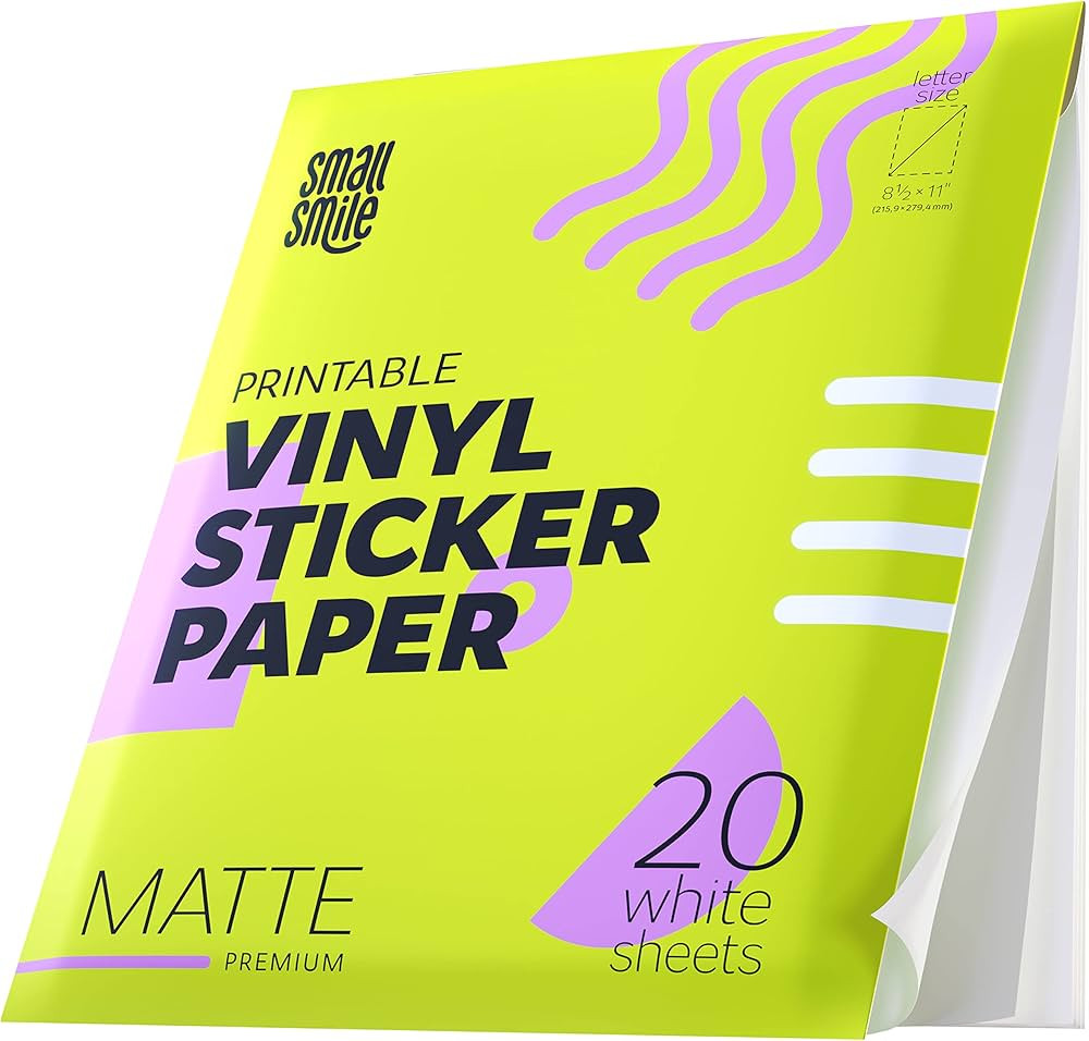 Premium Printable Vinyl Sticker Paper for Inkjet Printer and Laser - 20 White Matte Sticker Paper... | Amazon (US)