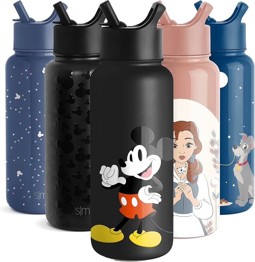 Simple Modern Disney Mickey Mouse Water Bottle with Straw Lid Vacuum Insulated Stainless Steel Me... | Amazon (US)