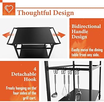 20"x 32" Double-Shelf Movable Grill Table, Two Tablecloths Included, Outdoor BBQ Table, Multifunc... | Amazon (US)