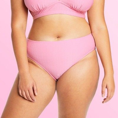 Women's Plus Size Textured Bikini Bottom - Stoney Clover Lane x Target Pink | Target
