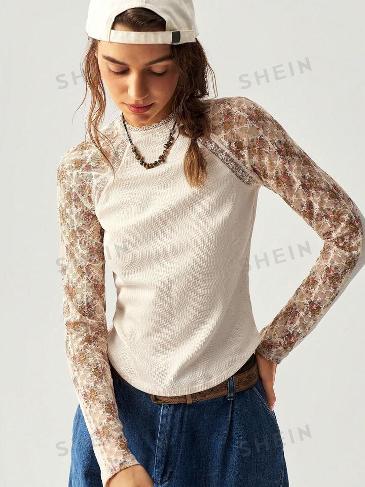 SHEIN BohoFeels Vacation Lace Patchwork Women Blouse | SHEIN USA | SHEIN