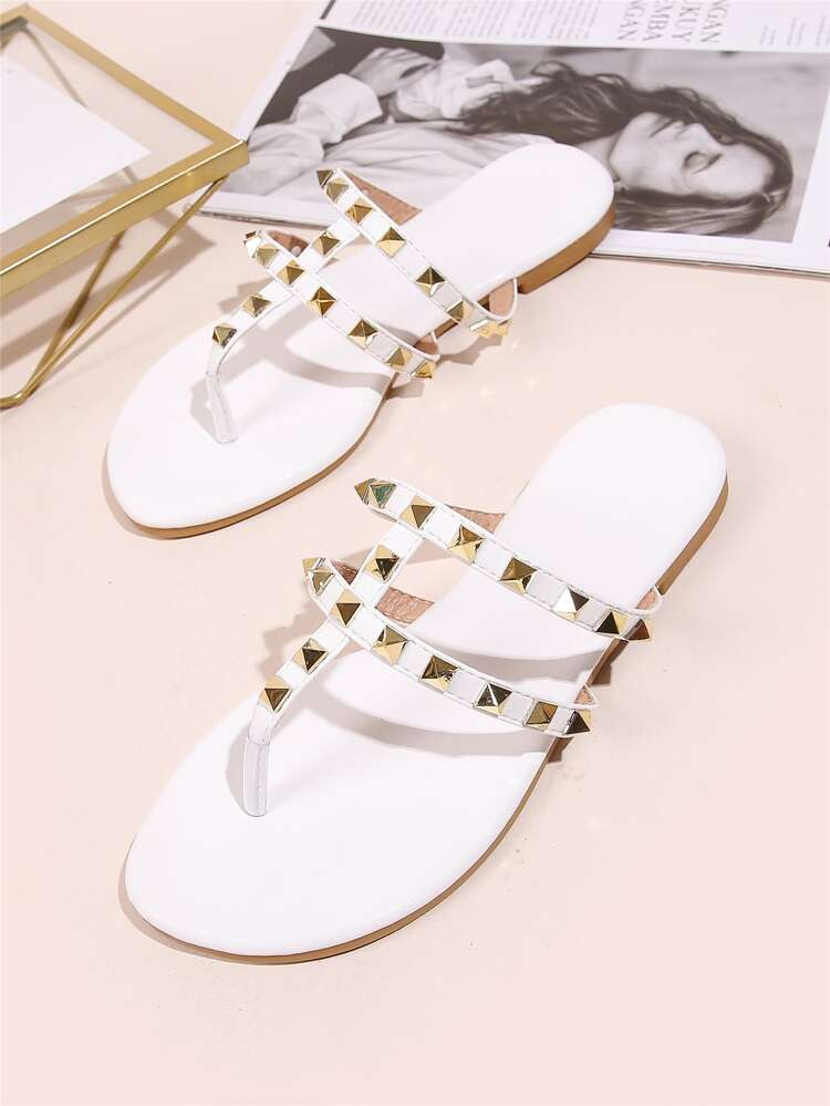 Spiked Decor Flat Thong Sandals | SHEIN