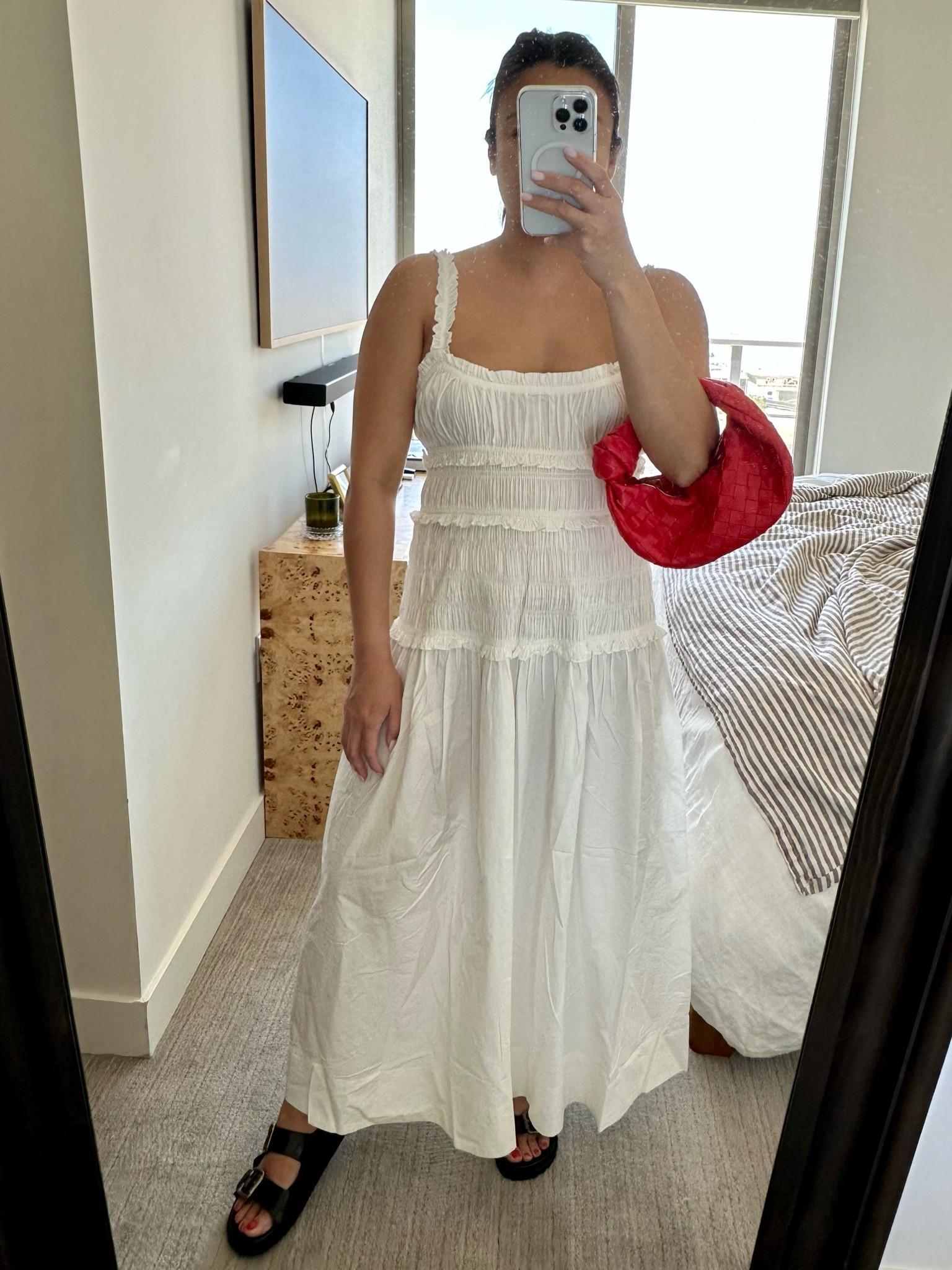 Planning Memorial Day looks: Doen Marianne Dress, Freda Salvador sandals, Bottega mini jodie in redstone  

#LTKfit #LTKitbag #LTKFind