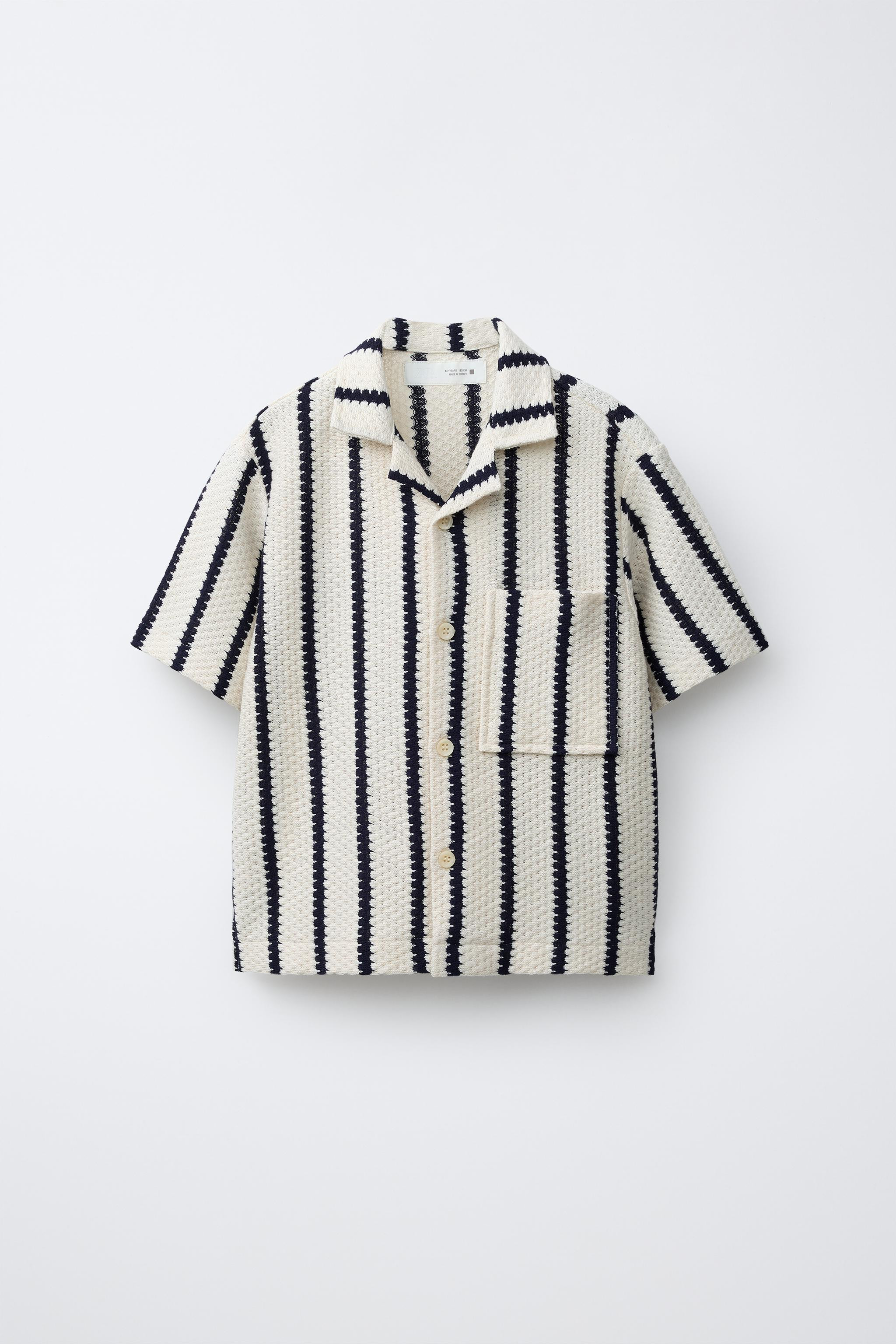 CROCHET STRIPED KNIT SHIRT | Zara US