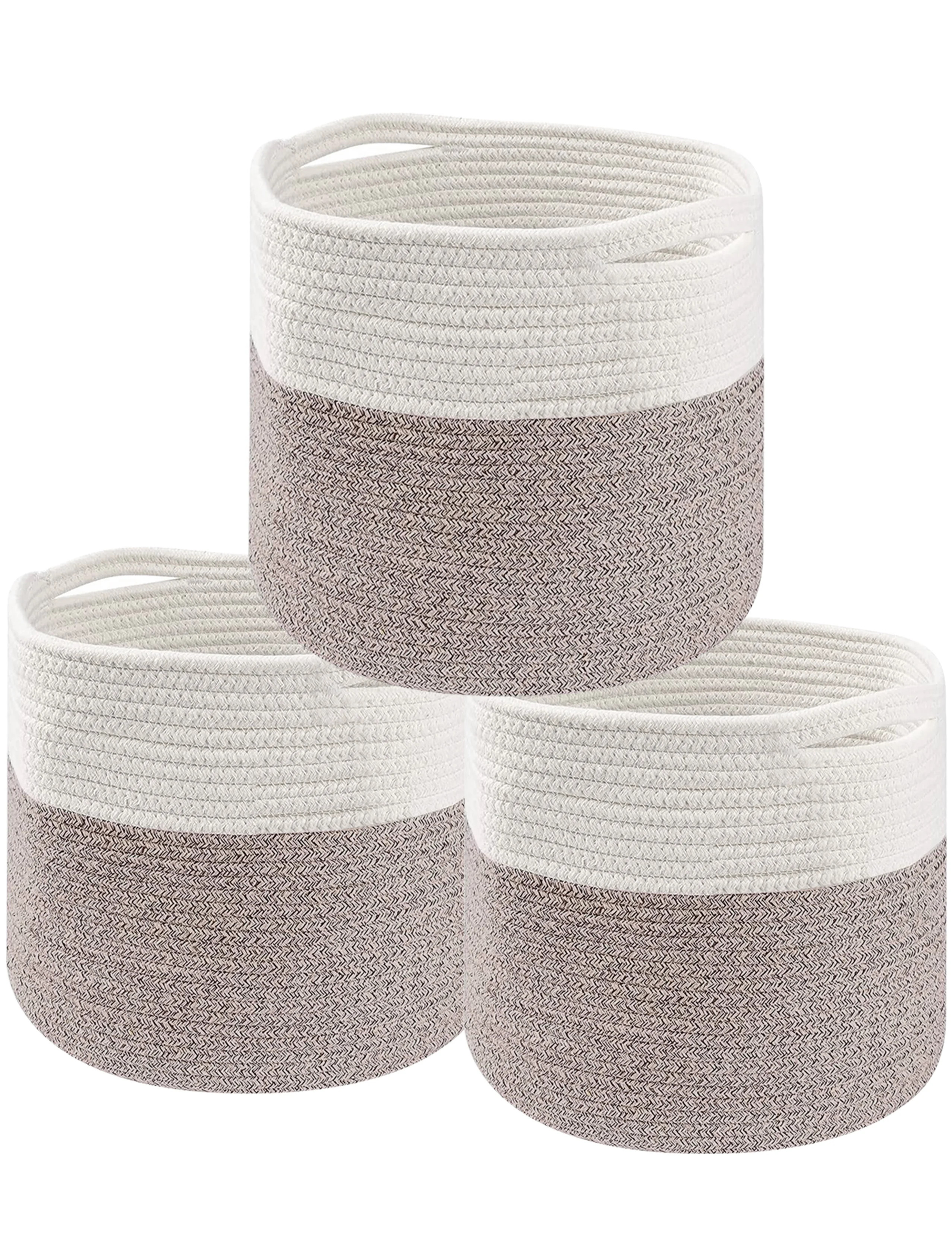 Nesting Cotton Rope Storage Basket Set, 3Pcs Shelf Storage Basket, Storage Container in the Close... | Walmart (US)