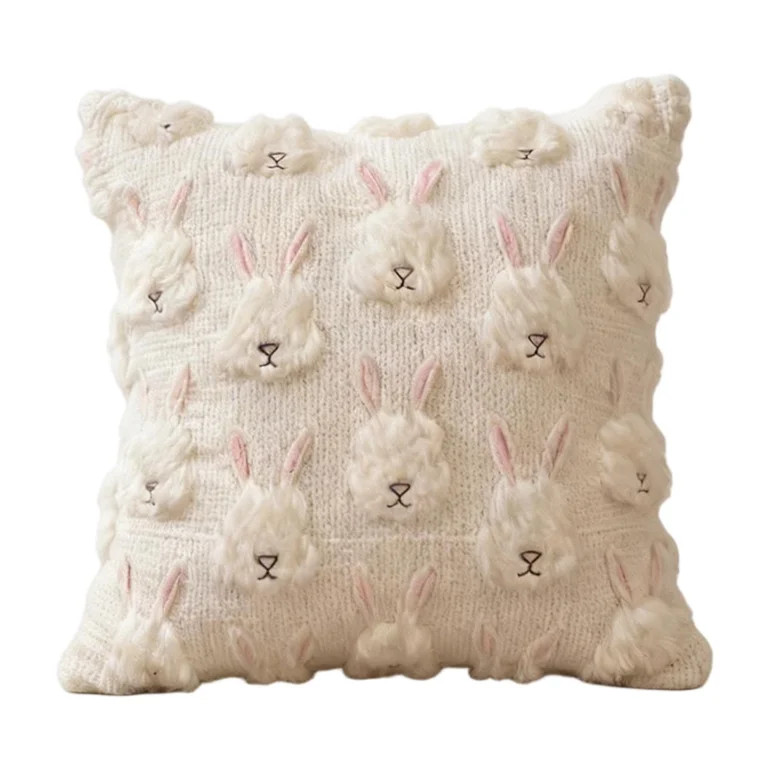 Adorable 3D Bunny Face Knit Cushion Covers for Couches and Sofas – Ultra-Soft, Cozy & Decorativ... | Walmart (US)