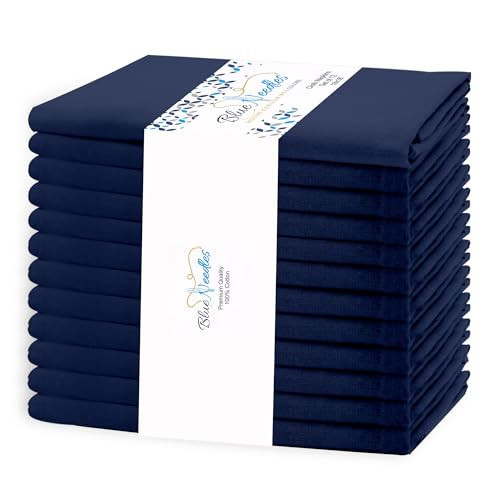 Blue Needles Solid Cloth Napkins Set of 12 Navy Blue 100% Cotton Dinner Napkins 18x18 inches - Soft, Reusable, Absorbent & Washable Linen, Ideal for Christmas Events, Parties & Everyday Use | Amazon (US)