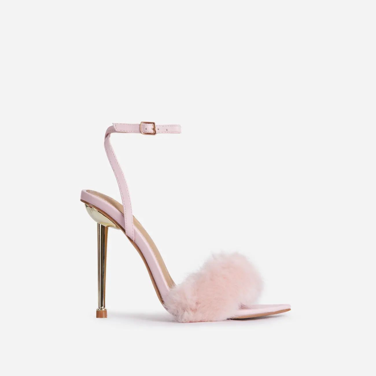 Plush-Dreams Pointed Toe Fluffy Metallic Heel In Pink Faux Leather | Ego Shoes (UK)