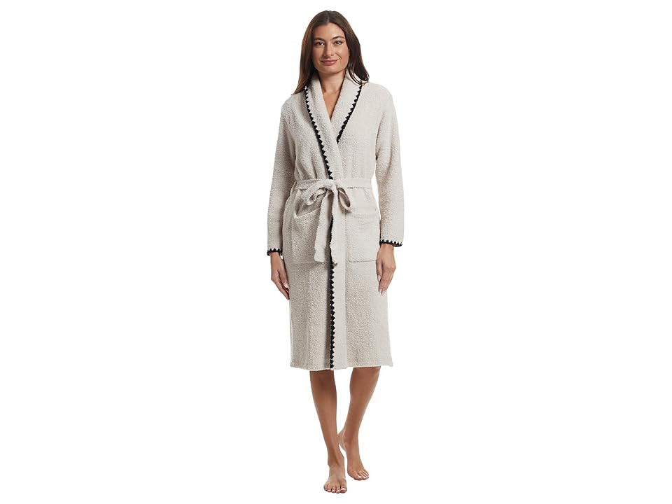 Barefoot Dreams Cozychic (r) Blanket Stitch Robe Women's Clothing Stone : 3 (US 16-18), Polyester | Zappos