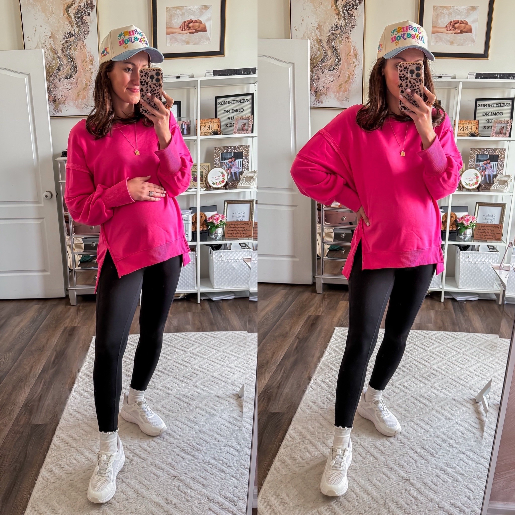 Bump friendly outfit with fun trucker hat 

#LTKmomlife #LTKgrwm #LTKootd