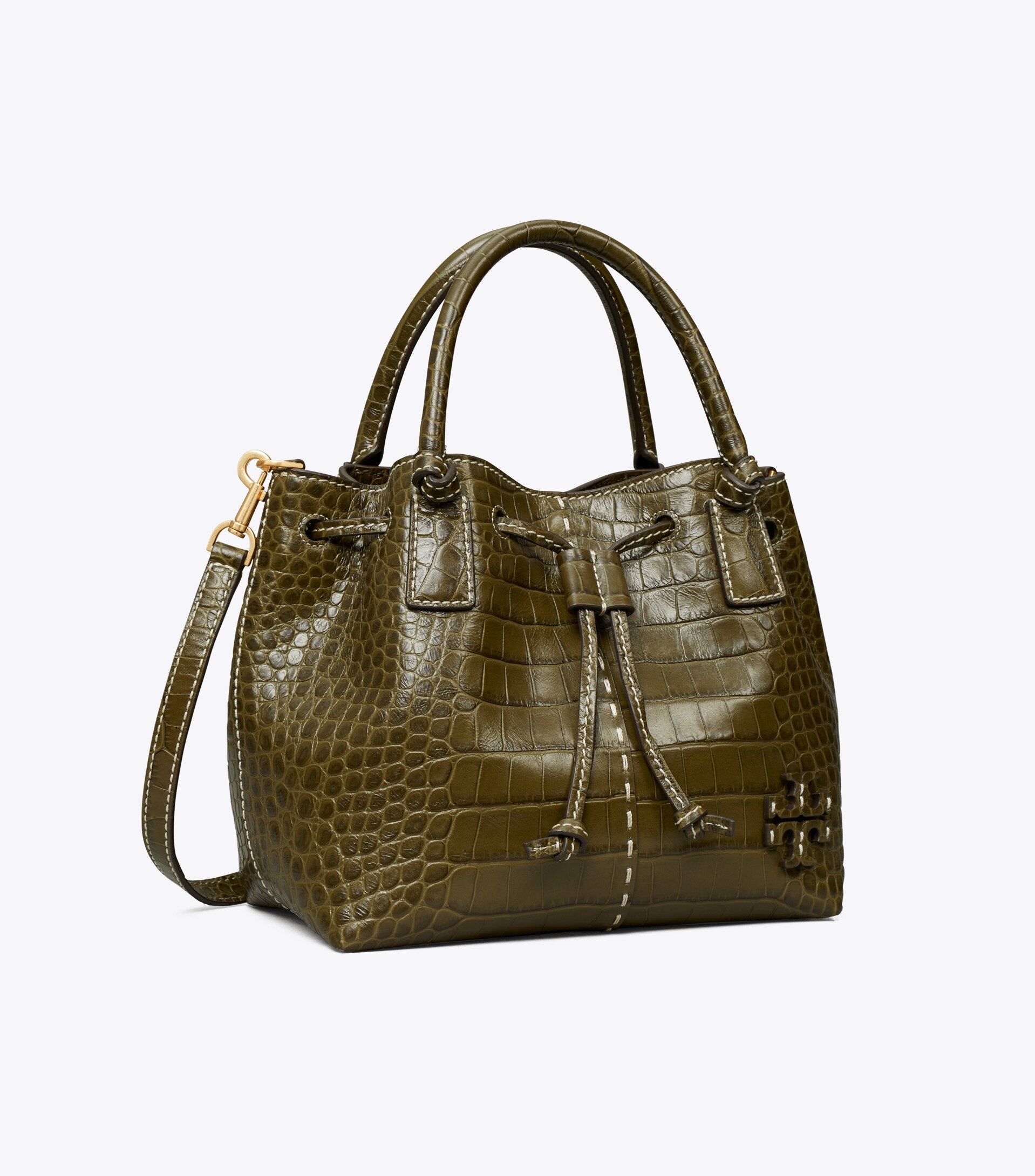 McGraw Embossed Small Drawstring Satchel | Tory Burch (US)