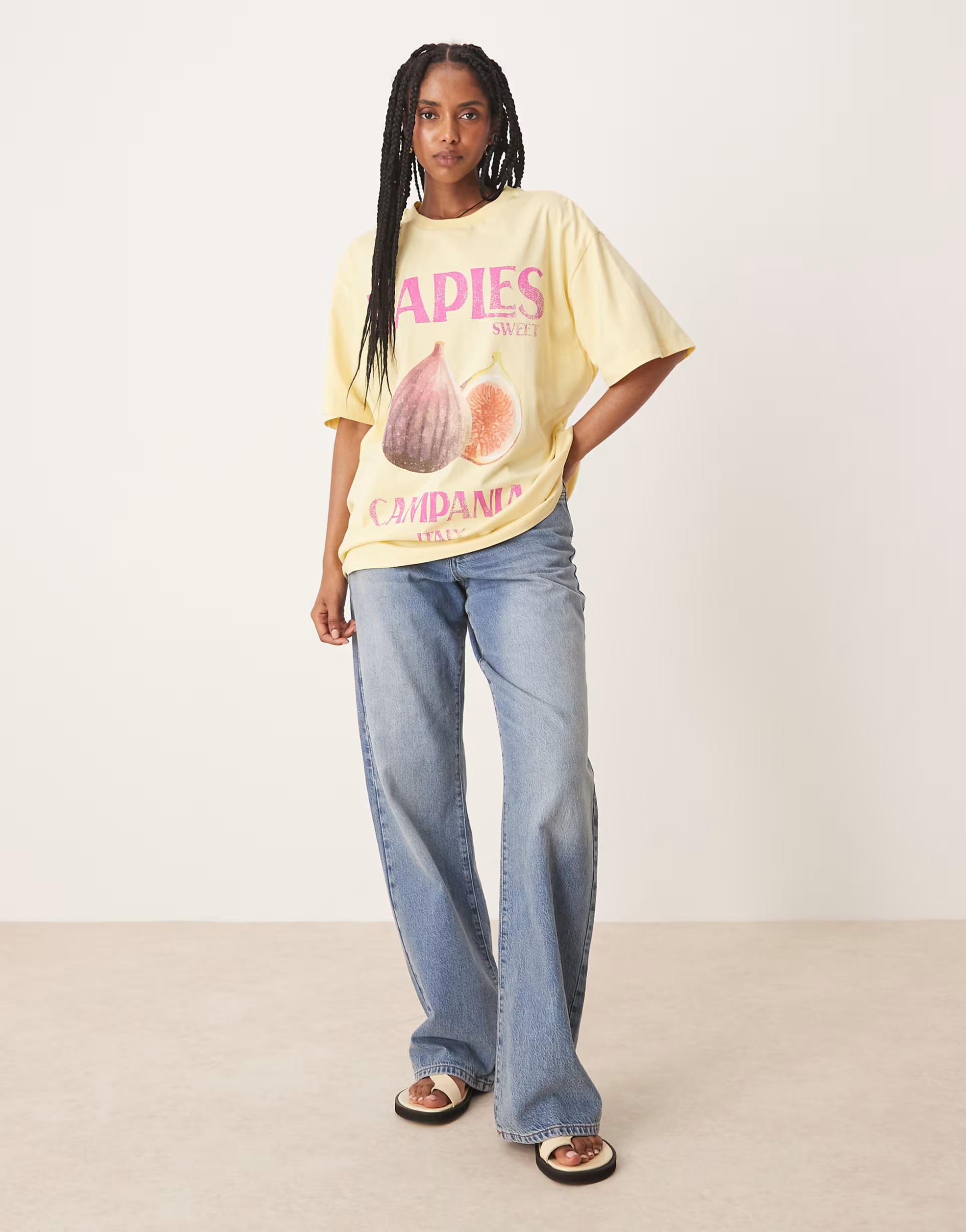 ASOS DESIGN - Oversized T-shirt met 'Naples' print in geel | ASOS | ASOS (Global)