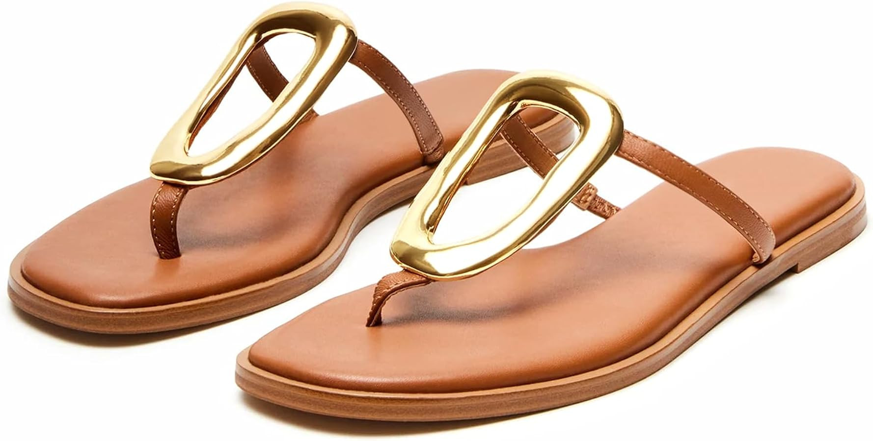 Wnshonzy Flip-Flops for Women Thong Sandals Flat Slip on Slides Beach Comfort Open Square Toe Lad... | Amazon (US)